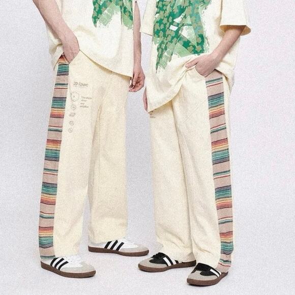 Aelfric Eden Vintage Side Rainbow Stitching Cropped Pants - Picture 1 of 8